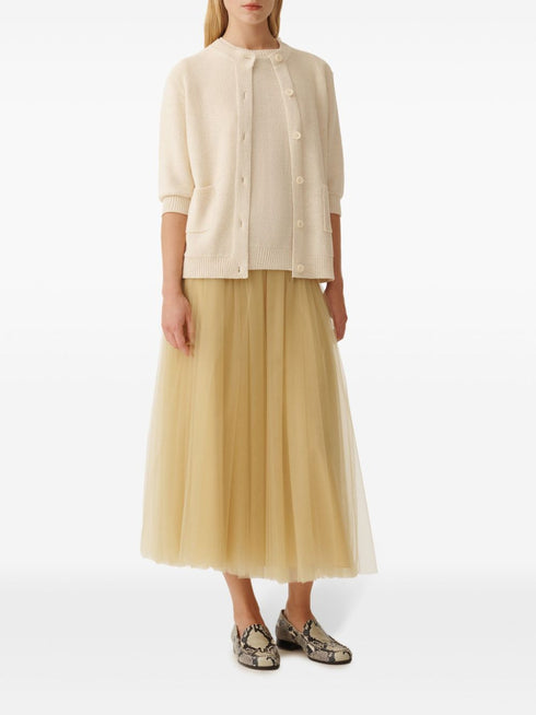 pleated midi skirt